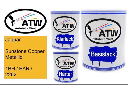 Jaguar, Sunstone Copper Metallic, 1BH / EAR / 2262: 1L Lackdose + 1L Klarlack + 500ml Härter - Set, von ATW Autoteile West.
